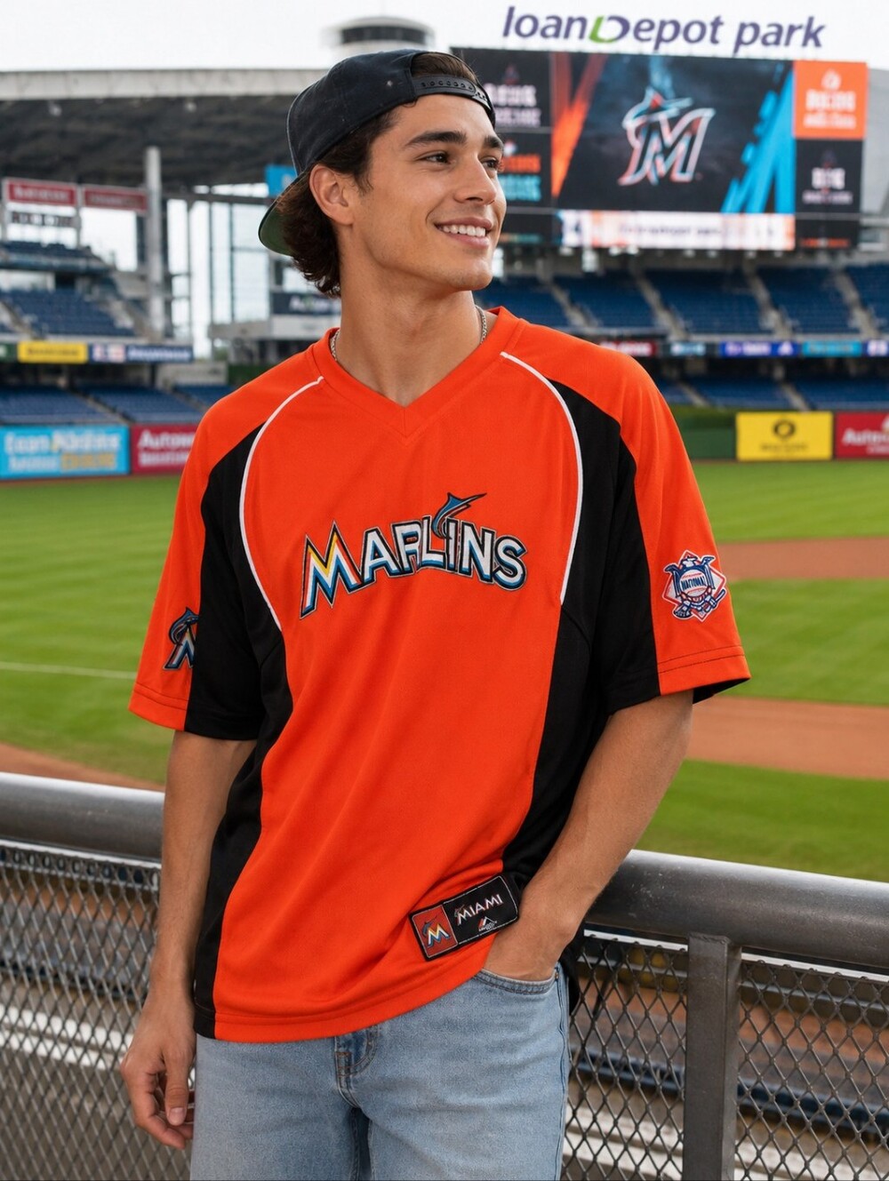Majestic Florida Miami Marlins Orange MLB Jersey Shirt